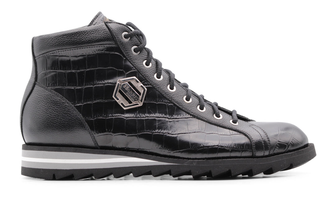 Bottine en cuir effet crocodile