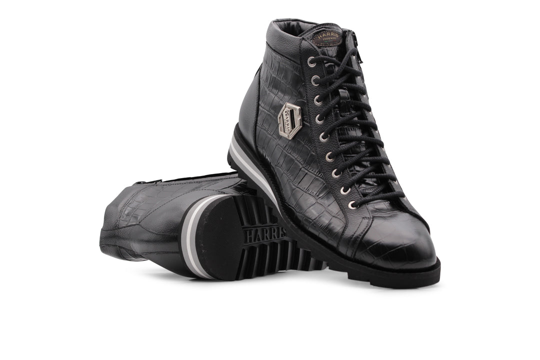 Bottine en cuir effet crocodile