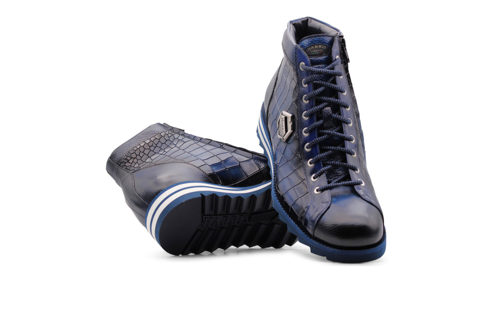 Polacchino in pelle dipinta a mano effetto coccodrillo