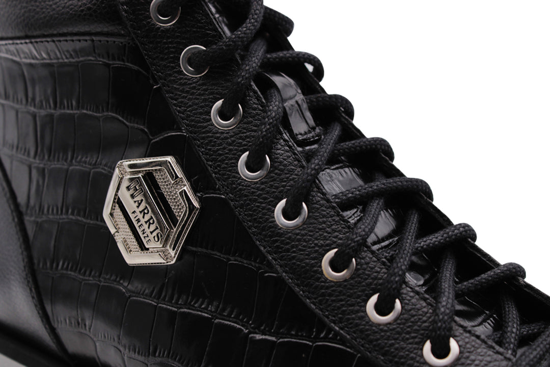 Bottine en cuir effet crocodile