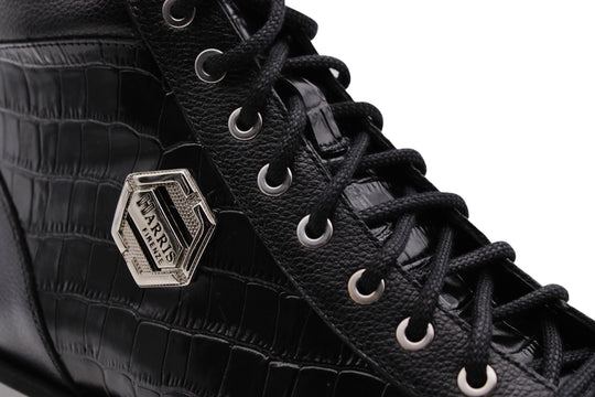 Bottine en cuir effet crocodile