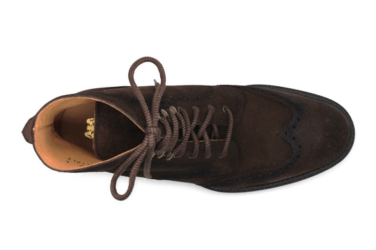 Bottine en daim Testa di Moro avec détails Brogue