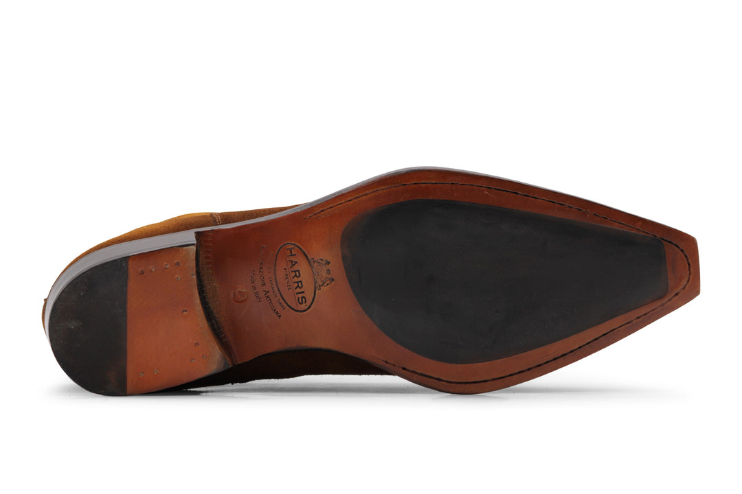 Bottine texane en daim dégradé Cognac