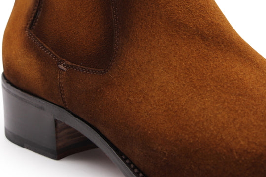 Bottine texane en daim dégradé Cognac