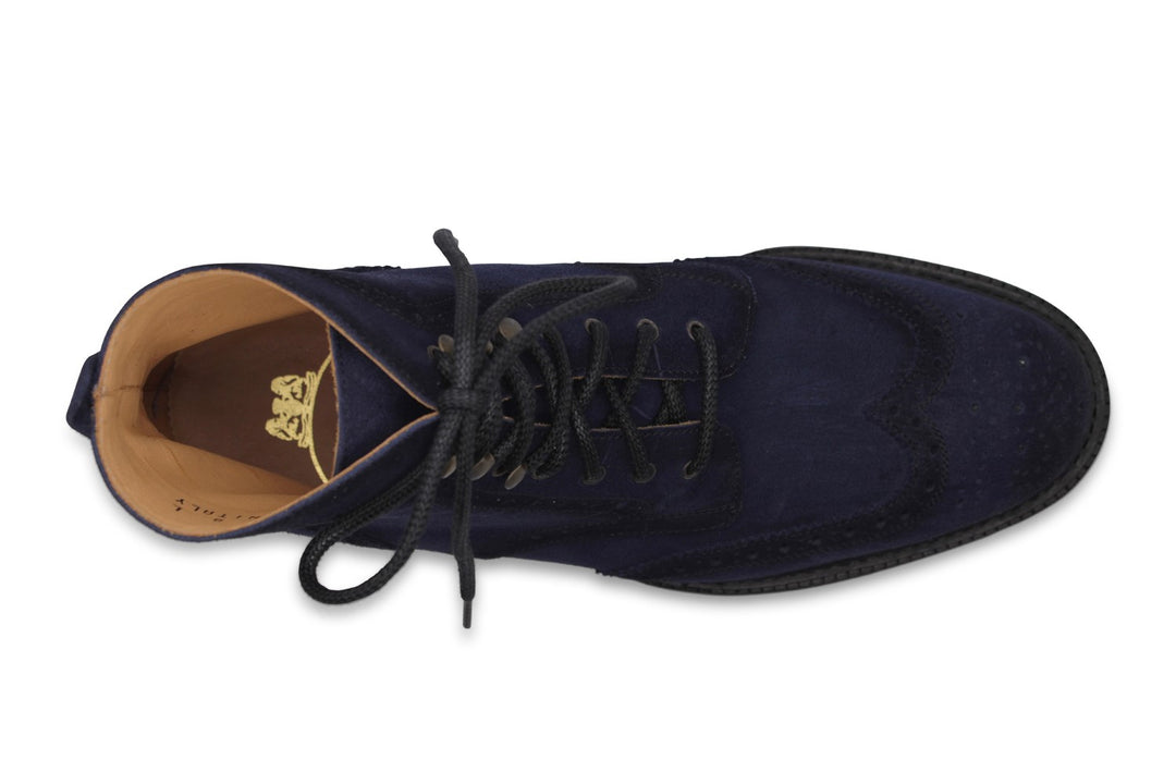 Bottine en daim Bleu avec détails Brogue