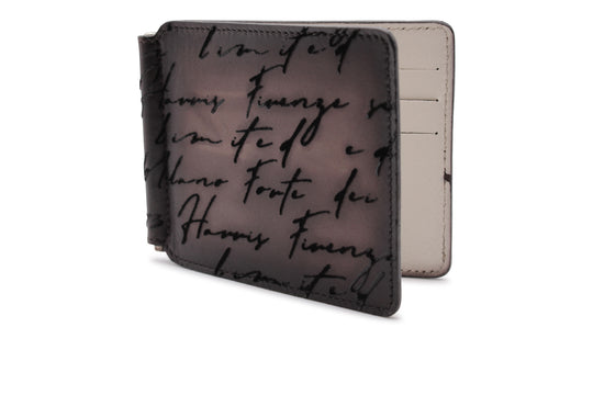 Money holder in hand-painted leather and writer print
