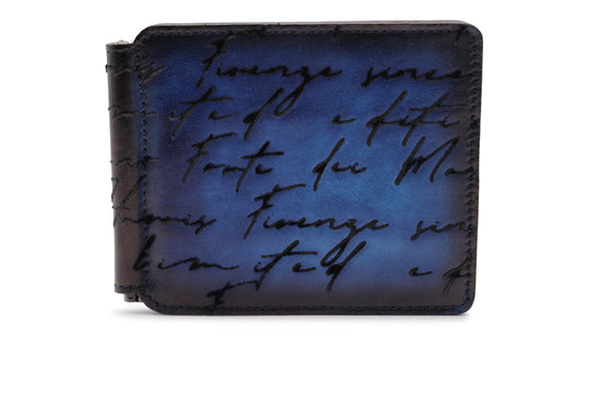 Money holder in hand-painted leather and writer print