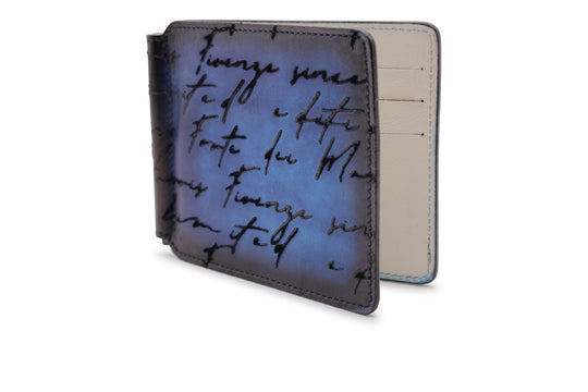 Money holder in hand-painted leather and writer print