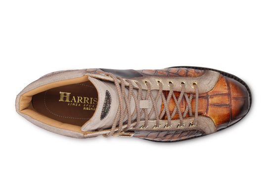 Crocodile effect leather ankle boot