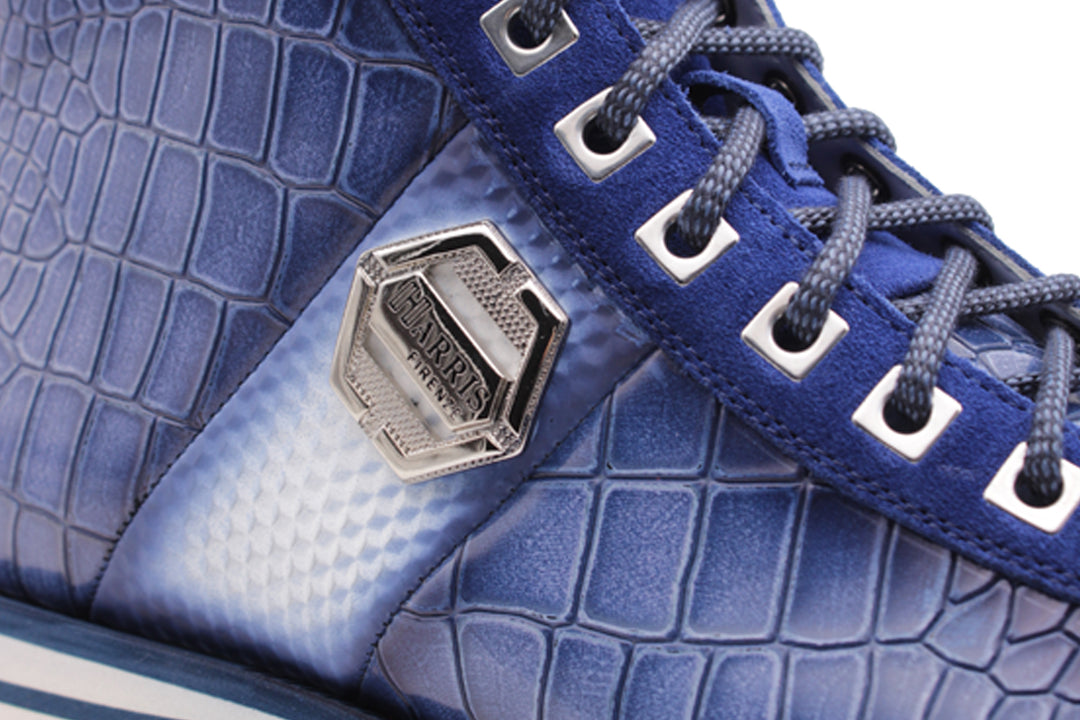 Stiefeletten aus Leder mit Krokodileffekt