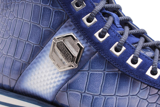 Stiefeletten aus Leder mit Krokodileffekt