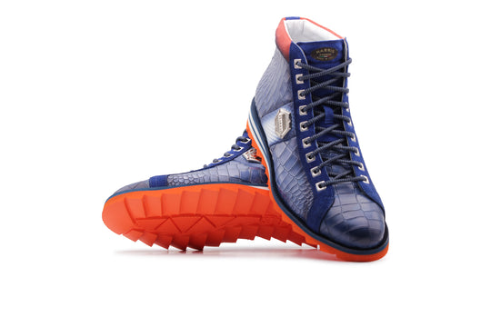 Stiefeletten aus Leder mit Krokodileffekt