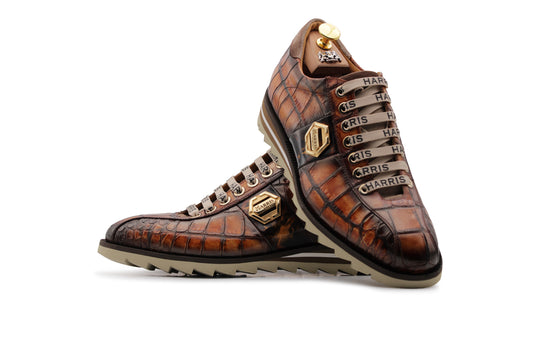 Sneakers with crocodile effect