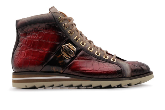 Stiefeletten aus Leder mit Krokodileffekt