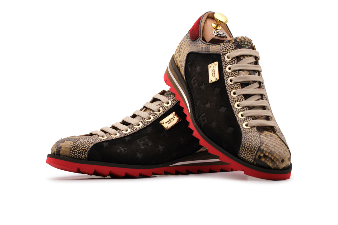 Sneakers aus Monogramm-Wildleder und Python