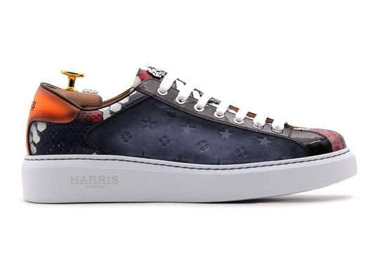 Sneakers in camoscio monogram e pitone