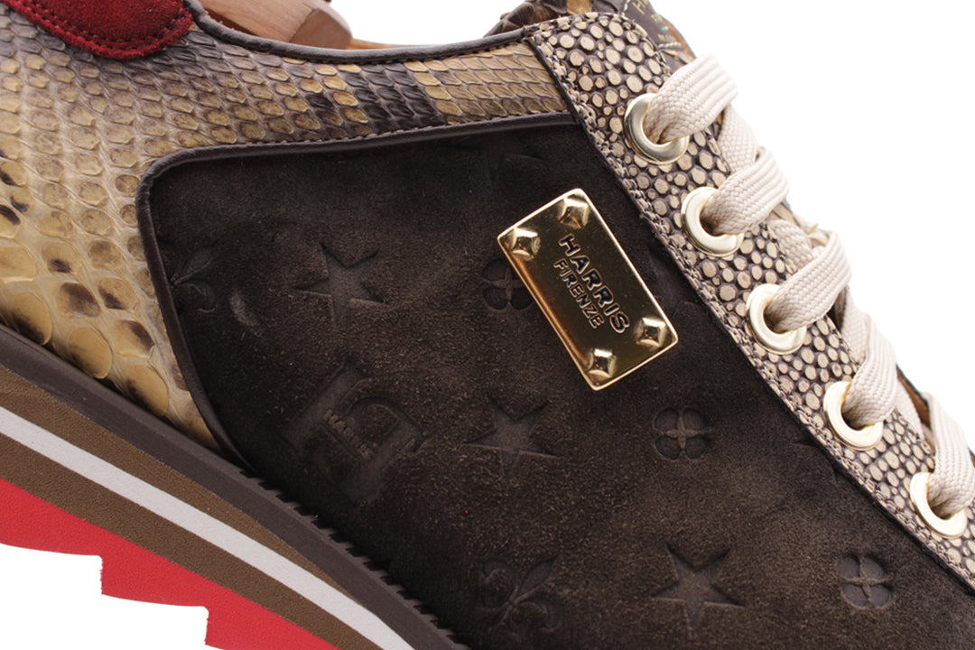 Sneakers aus Monogramm-Wildleder und Python