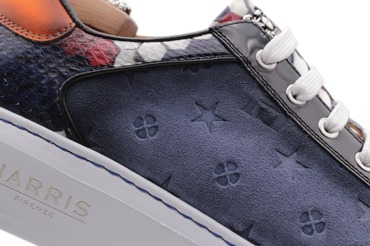 Sneakers in camoscio monogram e pitone