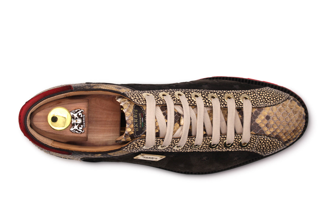 Sneakers aus Monogramm-Wildleder und Python