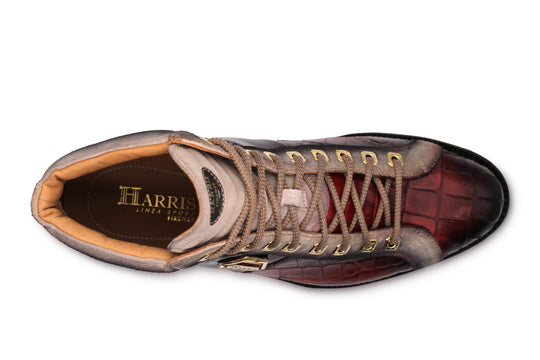 Stiefeletten aus Leder mit Krokodileffekt