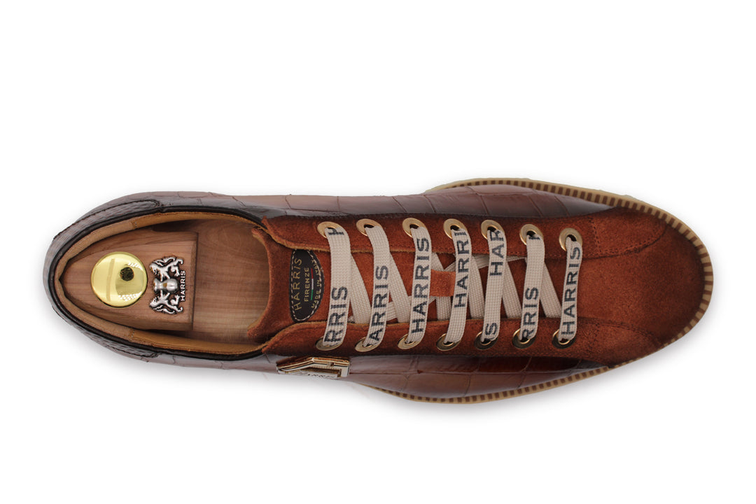 Sneakers with crocodile effect and suede