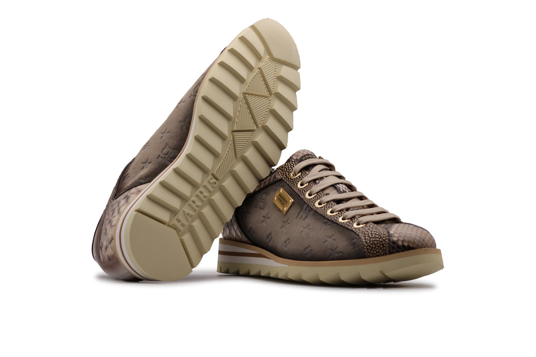 Sneakers aus Wildleder und Python