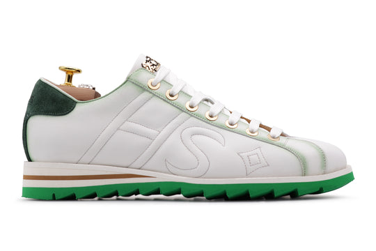 Sneaker aus schattiertem Leder und Wildleder