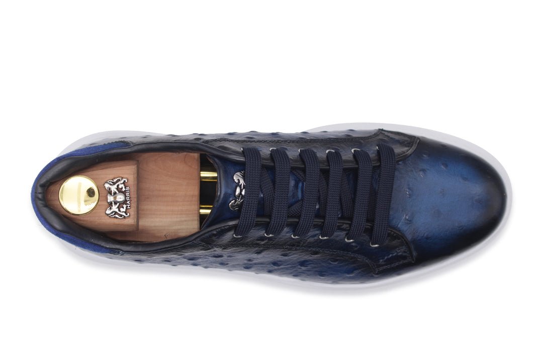 Ostrich-effect printed leather sneakers