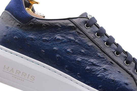 Ostrich-effect printed leather sneakers