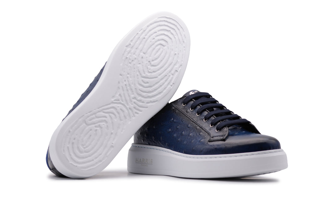 Ostrich-effect printed leather sneakers