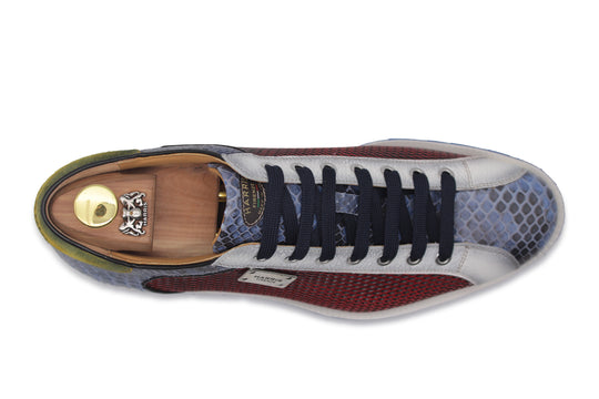 Sneakers in pelle stampata e pitone