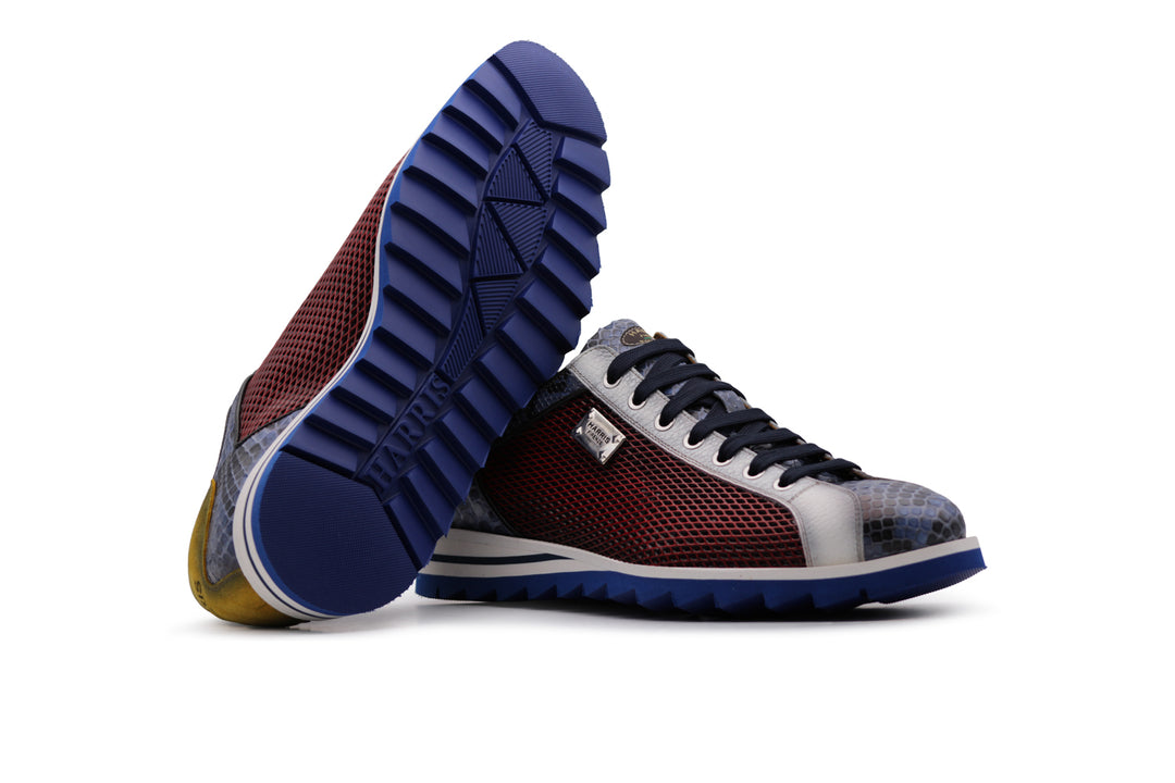 Sneakers in pelle stampata e pitone