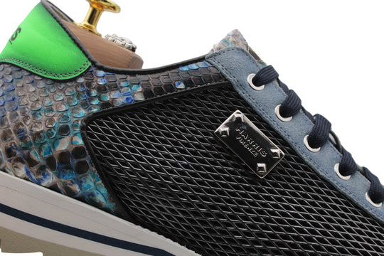 Bedruckte Sneakers aus Leder und Python