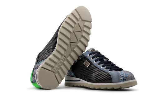 Bedruckte Sneakers aus Leder und Python