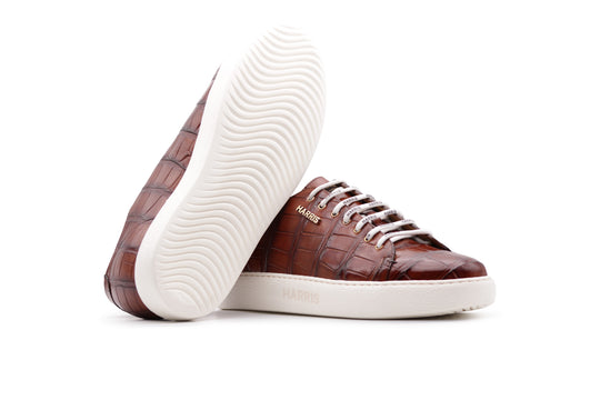 Sneakers in coccodrillo dipinte a mano