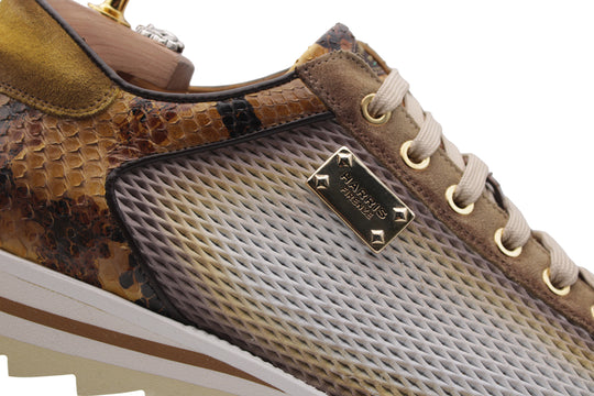 Sneakers effetto traforato e pitone