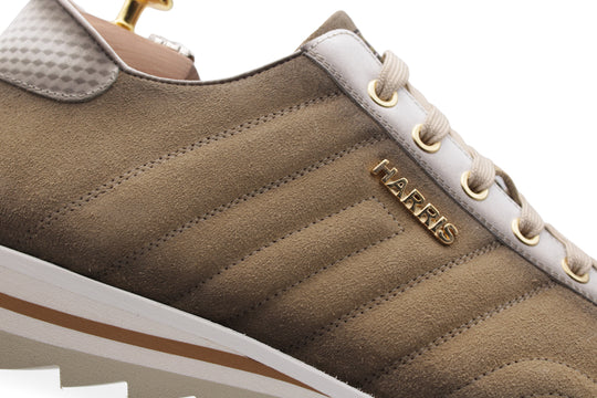 Sneakers in suede e pelle sfumata Beige