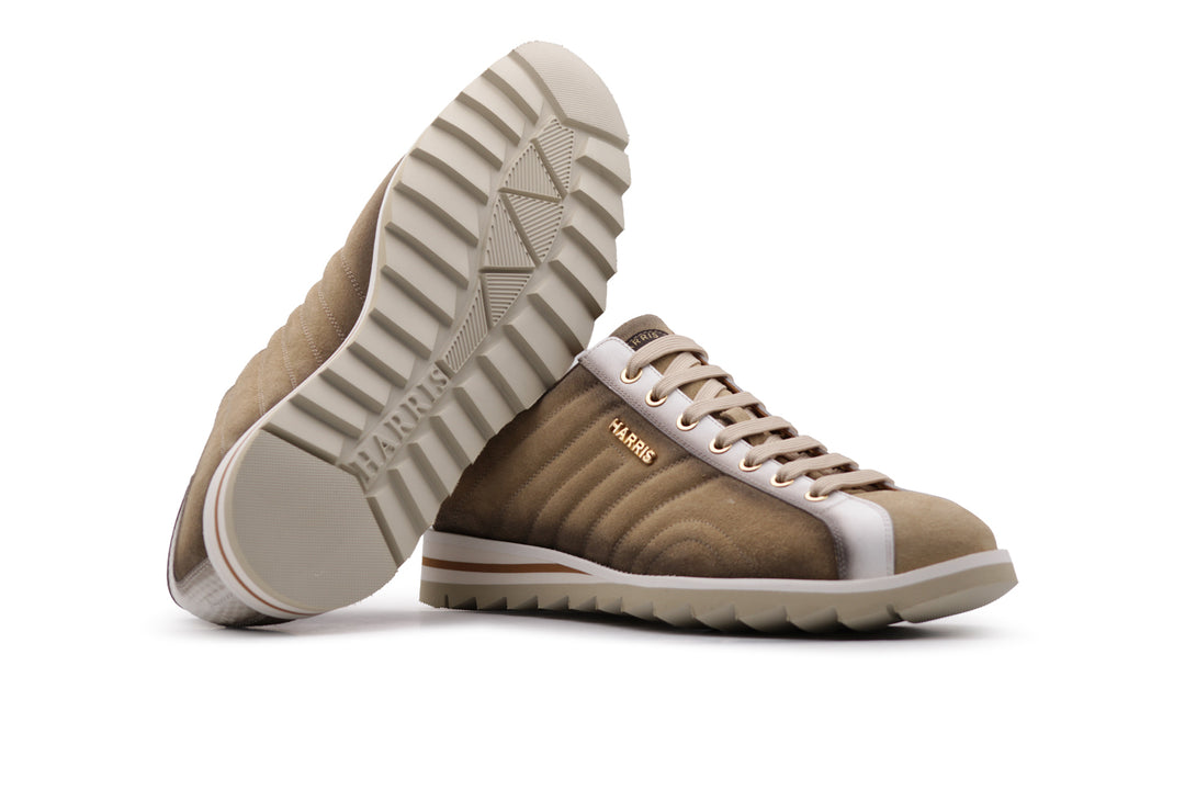 Sneakers in suede e pelle sfumata Beige
