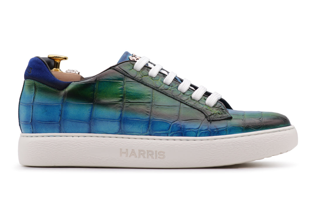 Sneakers in pelle effetto coccodrillo