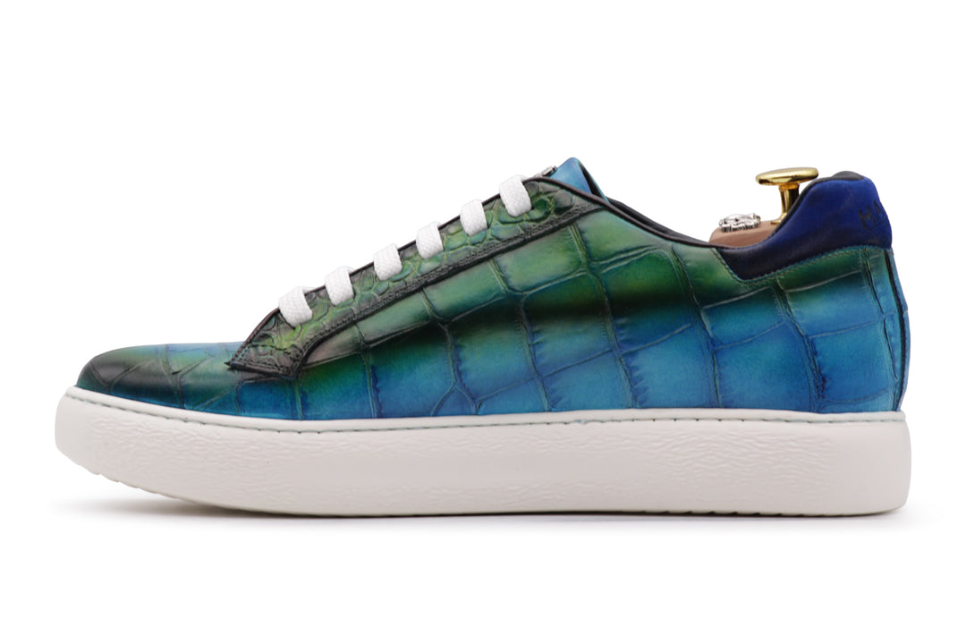 Sneakers in pelle effetto coccodrillo