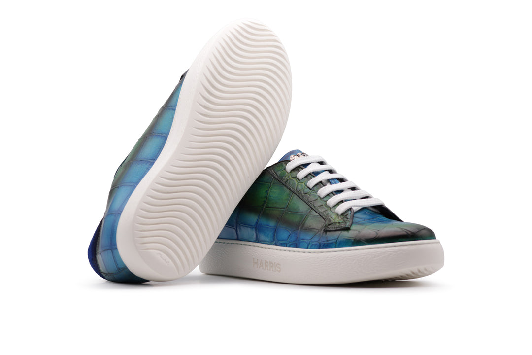 Sneakers in pelle effetto coccodrillo