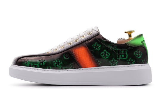 Sneakers in pelle di pitone e suola a cassetta