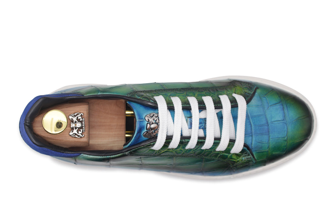 Sneakers in pelle effetto coccodrillo