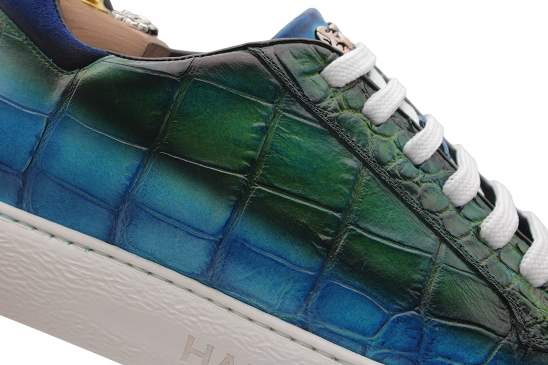 Sneakers in pelle effetto coccodrillo