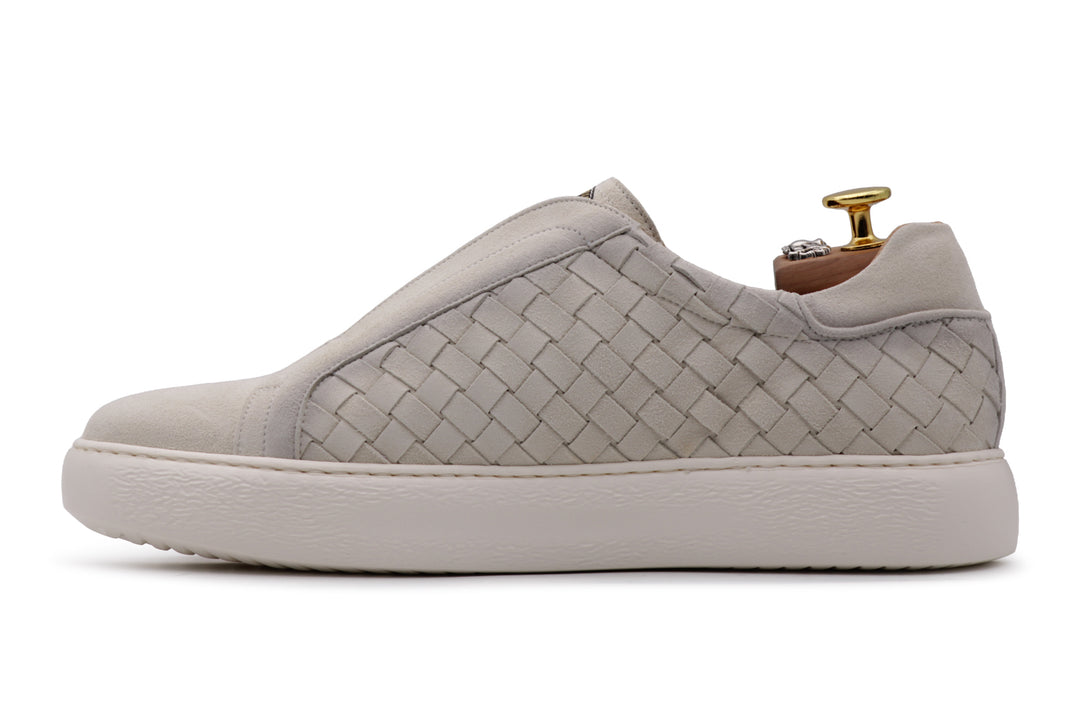 Sneakers slipon in pelle intrecciata