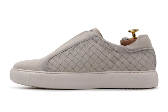 Sneakers slipon in pelle intrecciata