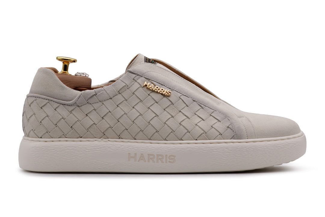 Sneakers slipon in pelle intrecciata