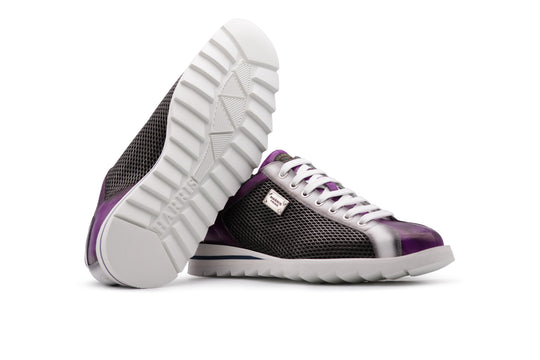 Sneakers in pelle stampata con dettagli in anguilla Viola