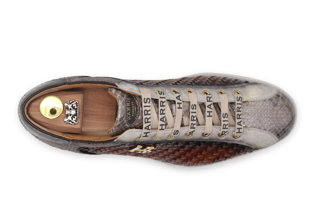 Sneakers aus gewebtem Leder und Python