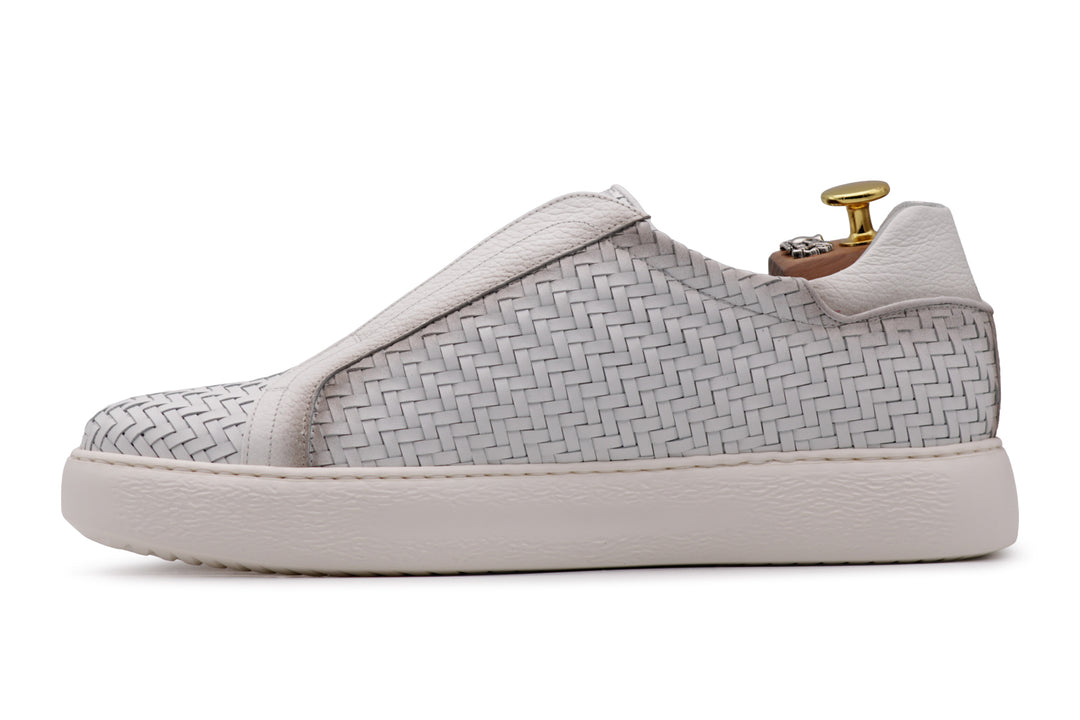 Zapatillas slip-on de piel tejida
